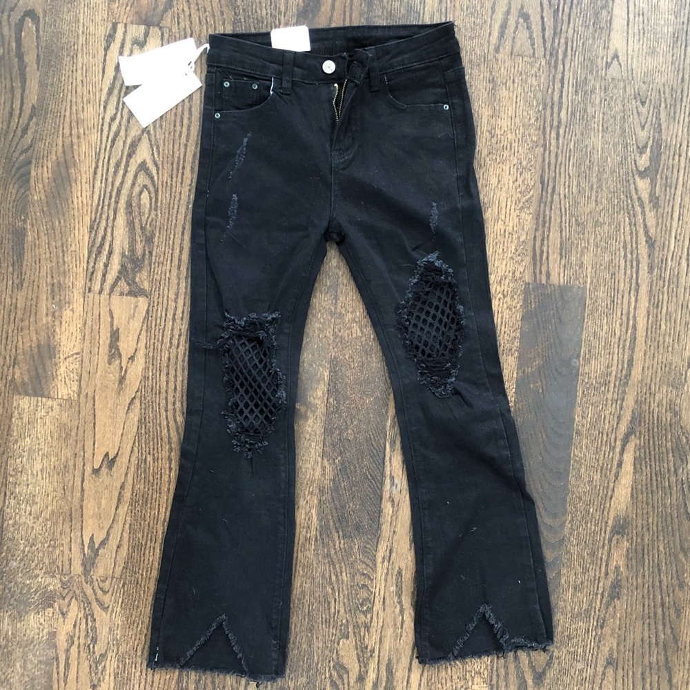 Distressed Black Denim Jeans